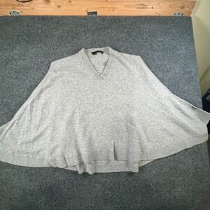 360 Cashmere Poncho Sweater Womens Small White V Neck Warm Wear Outdoor Classic